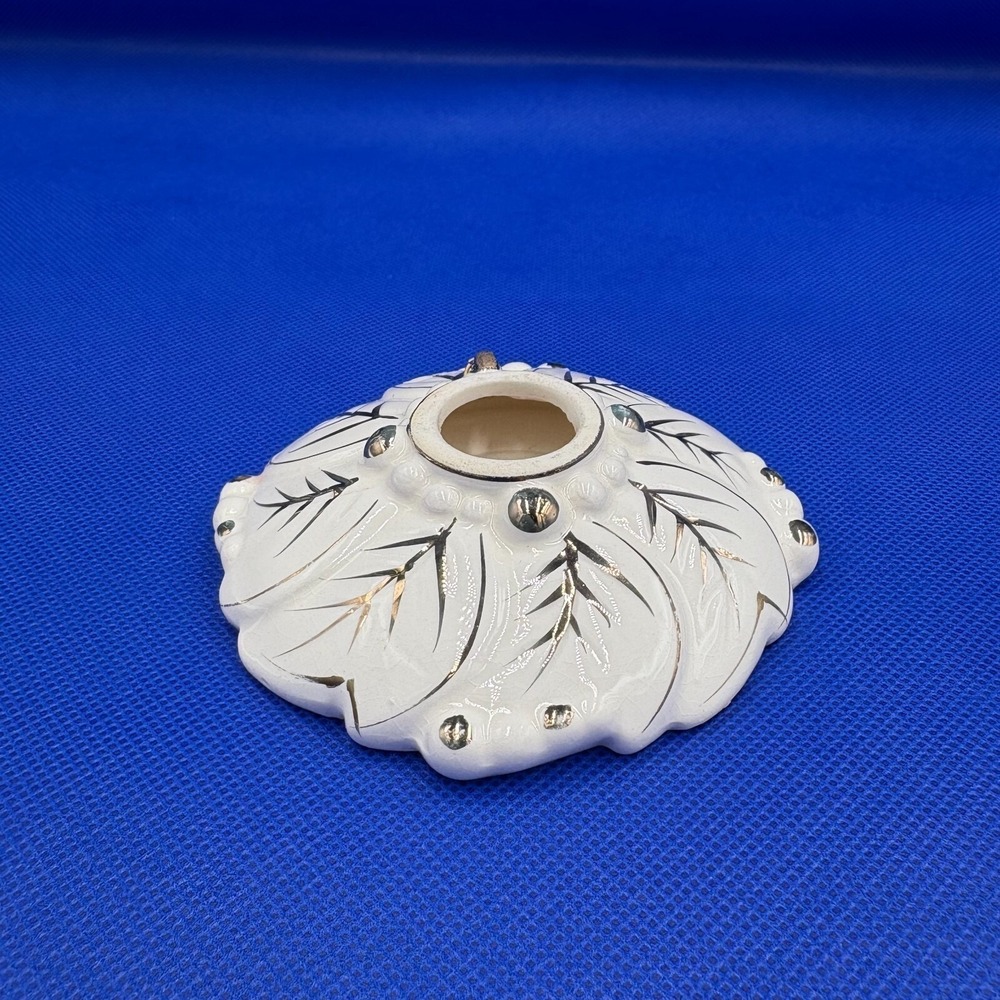 Vintage White and Gold Christmas Candle Holders, made in Japan, Set of 2 - Picture 4 of 5